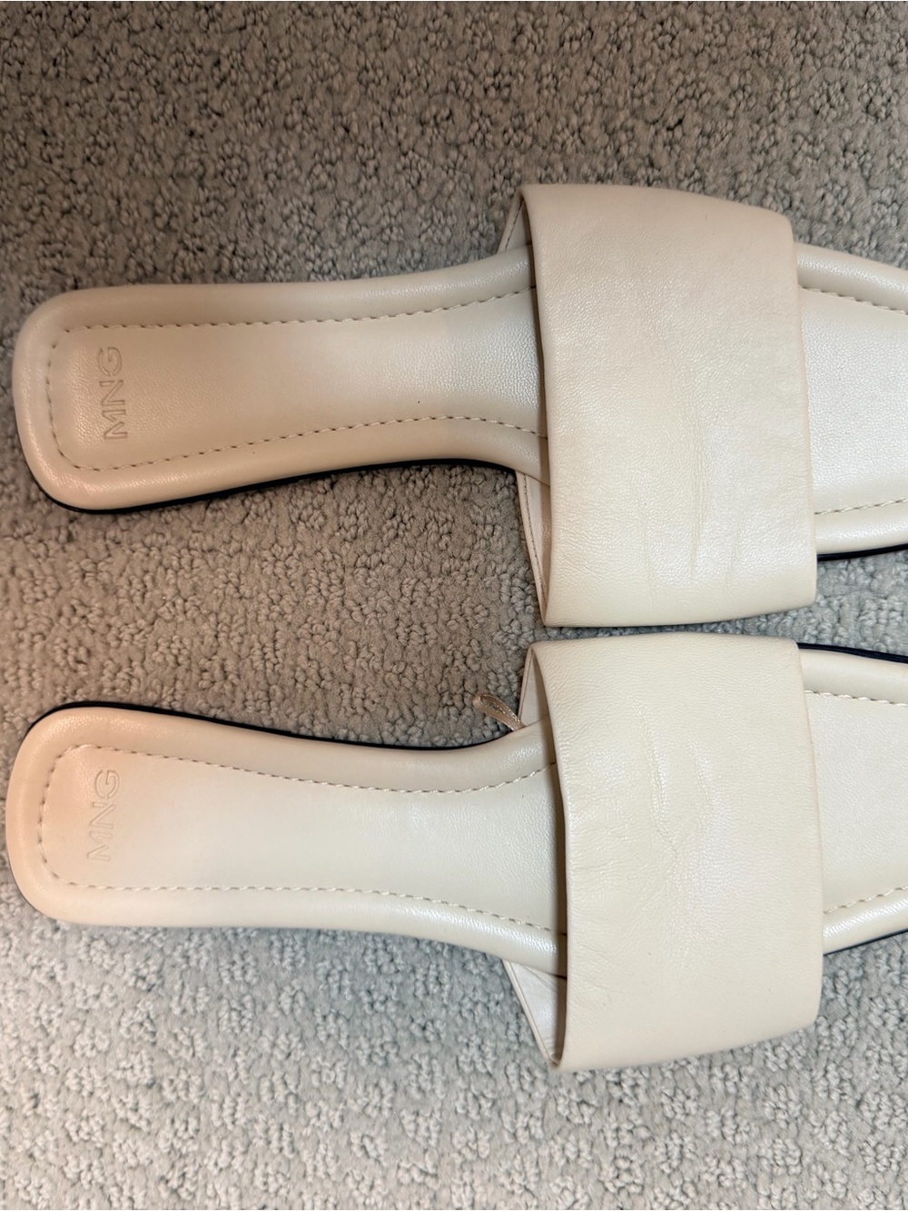 Mango Ivory Wide-Band Slide Sandals size 6